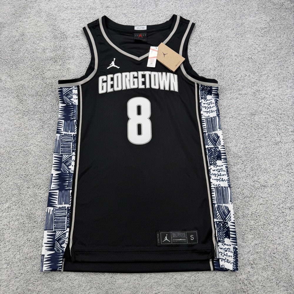 Georgetown Hoyas Jersey Mens Small Black Blue NCAA Basketball #8 Jumpman Jordan
